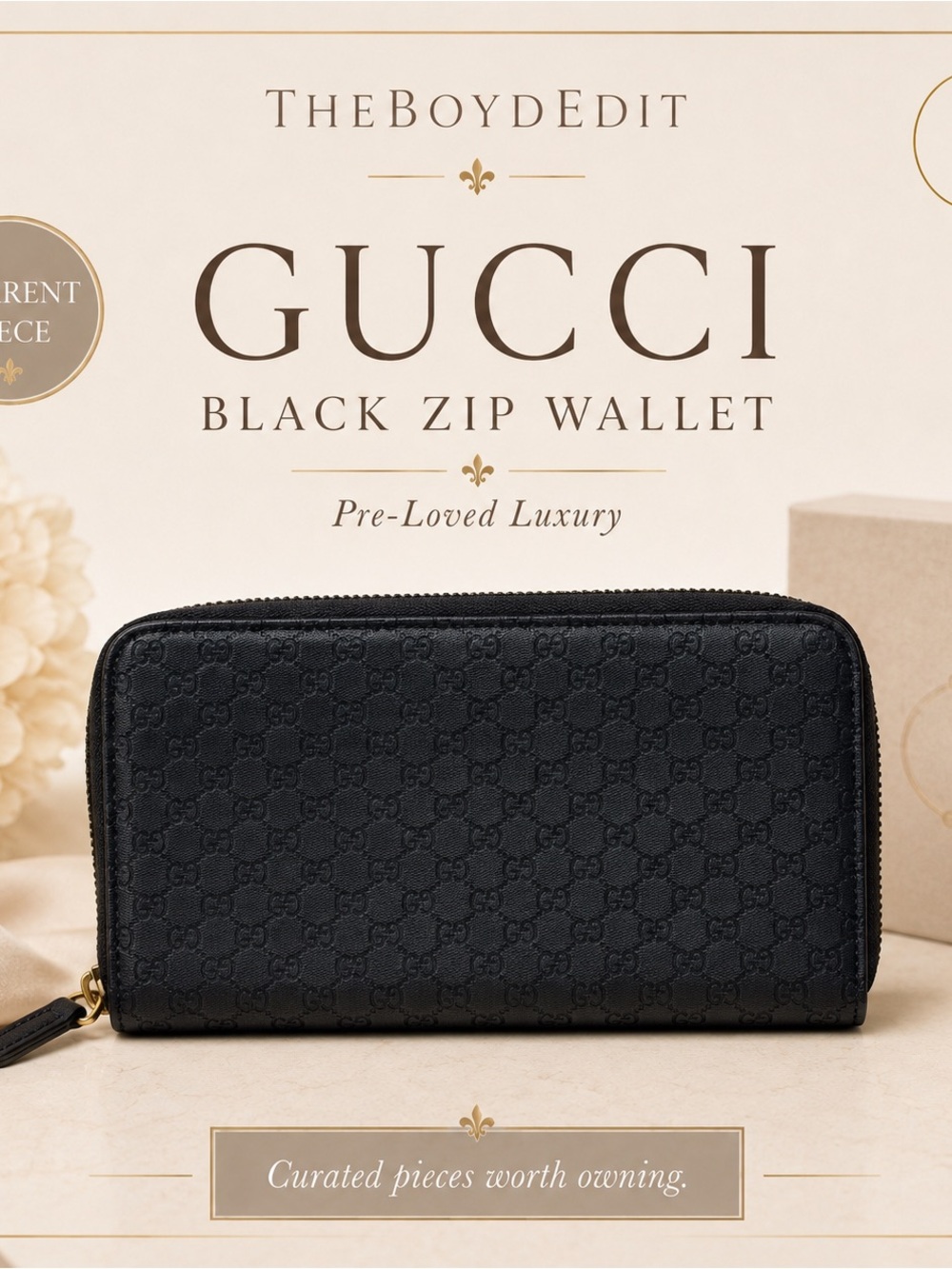Gucci Black Embossed GG Money Clip Wallet